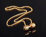 14k Gold Dumbbell Weight Pendant (With Chain)-Pendant--Capital Bling
