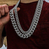 15mm Iced Out Cuban Link CZ Diamond Chain (White Gold)-Chain--Capital Bling
