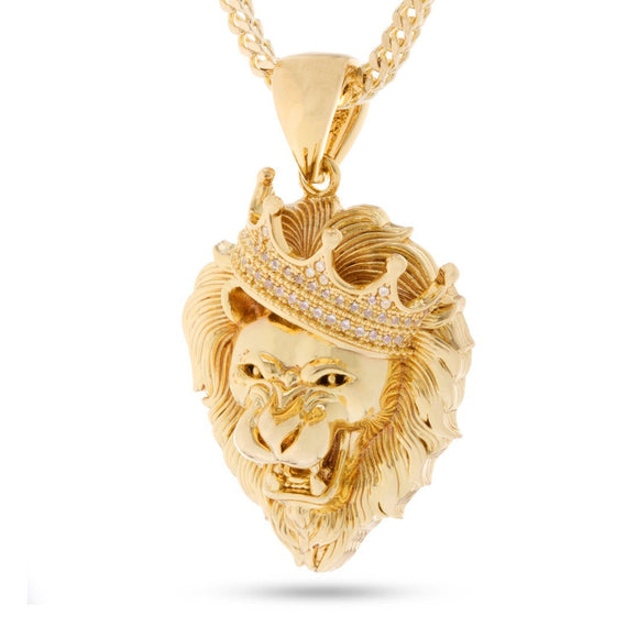 Iced Out 14k Gold Lion King Pendant W Chain Icey Bling