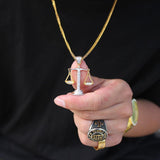 Iced Out 14k Gold Scales Pendants Necklace-Capital Bling