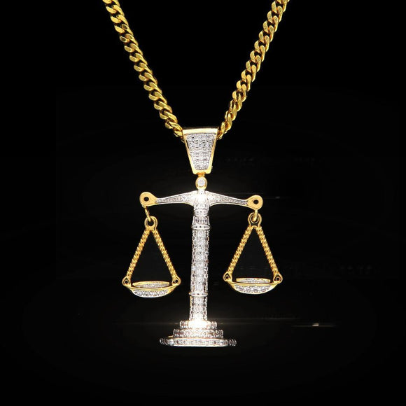 Iced Out 14k Gold Scales Pendants Necklace-Capital Bling