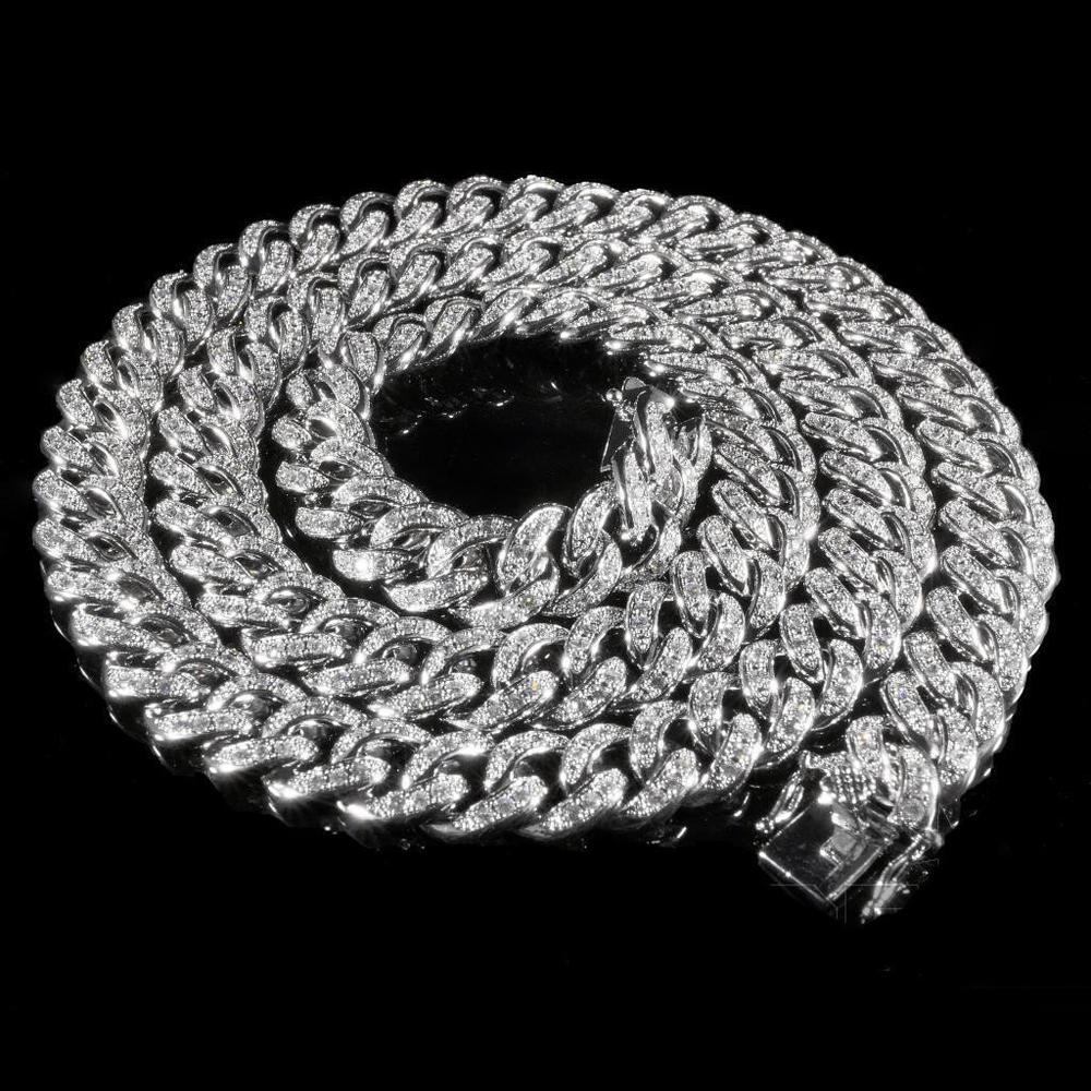 15mm Iced Out Cuban Link CZ Diamond Chain (White Gold) – Icey Bling