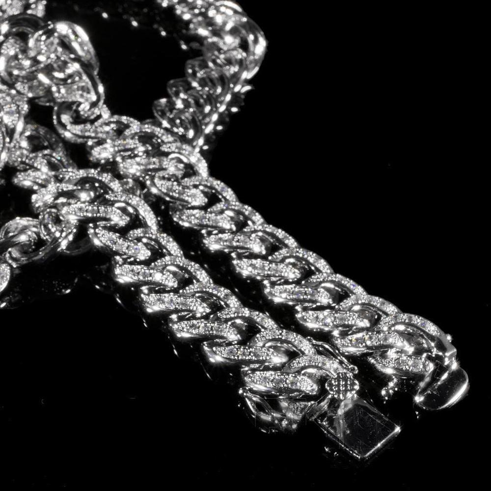 15mm Iced Out Cuban Link CZ Diamond Chain (White Gold) – Icey Bling