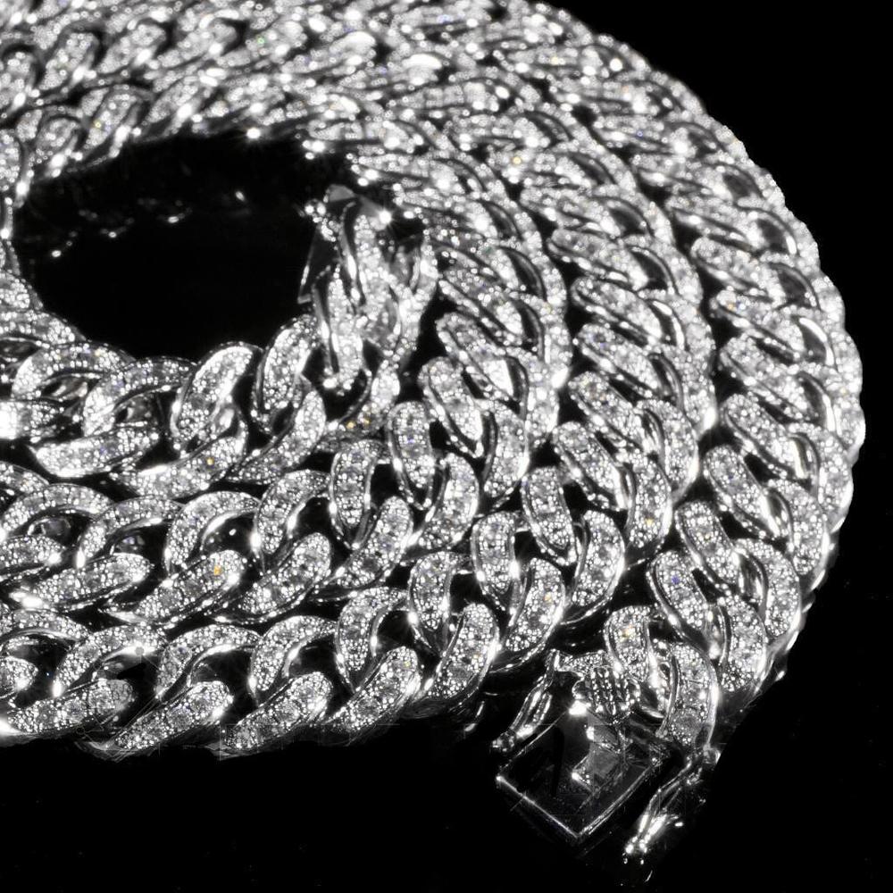 15mm Iced Out Cuban Link CZ Diamond Chain (White Gold) – Icey Bling