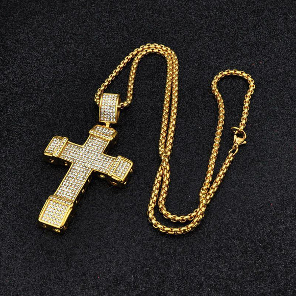 Large Iced Out Bling Cross (with chain)-Pendant--Capital Bling