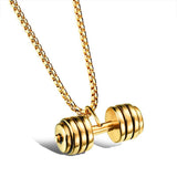 14k Gold Dumbbell Weight Pendant (With Chain)-Pendant--Capital Bling