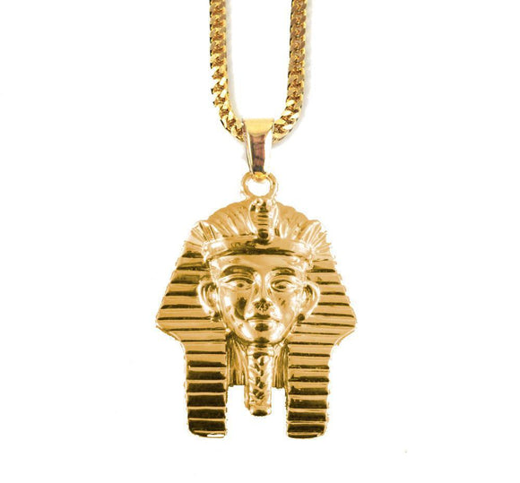 18k Pharaoh Head Pendant Pendant (With Chain)-Pendant--Capital Bling