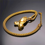 18k Gold Praying Hands Pendant W/ Chain-Pendant--Capital Bling