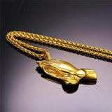 18k Gold Praying Hands Pendant W/ Chain-Pendant--Capital Bling