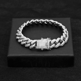15mm Silver Iced Out Cuban Link CZ Diamond Bracelet-Bracelets--Capital Bling