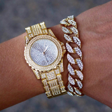 18k Gold / Rose Gold / Stainless Steel Iced Out Bling Watch-Watches--Capital Bling