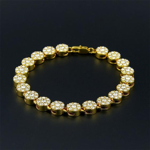 14k Gold Cluster Chain Style Bracelet-Gold-Capital Bling
