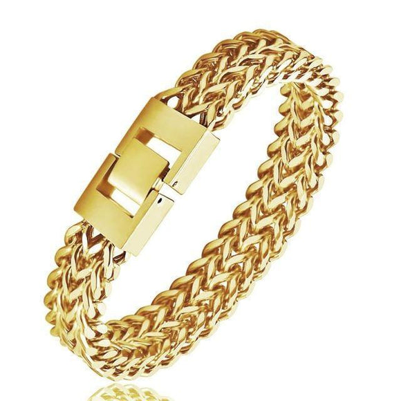 18k Gold Double Franco Chain Bracelet-Capital Bling
