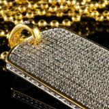 18k Gold Iced Out Diamond Dog Tag with Chain-Pendant--Capital Bling