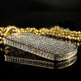 18k Gold Iced Out Diamond Dog Tag with Chain-Pendant--Capital Bling