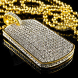18k Gold Iced Out Diamond Dog Tag with Chain-Pendant--Capital Bling