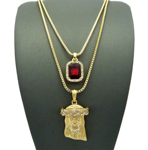 Jesus Piece & Ruby Pendant Custom Set